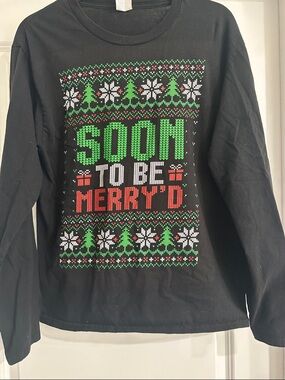 2 Unisex 'Soon to Be Merry'd' Holiday Long Sleeve Tees